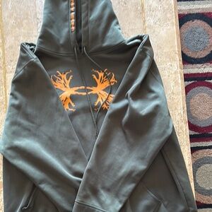 Under Armour Olive Hoodie with Orange Logo